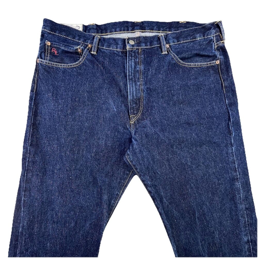 Polo Ralph Lauren Selvedge Jeans Mens 40x36 Blue Dark Wash Straight Leg Designer